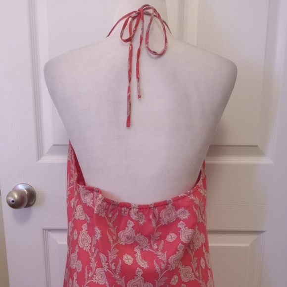 GAP pink paisley silk halter dress. Large - Picture 5 of 10